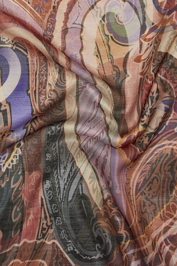 DAMSON PAISLEY PATTERNED WOOL/SILK SHAWL 2
