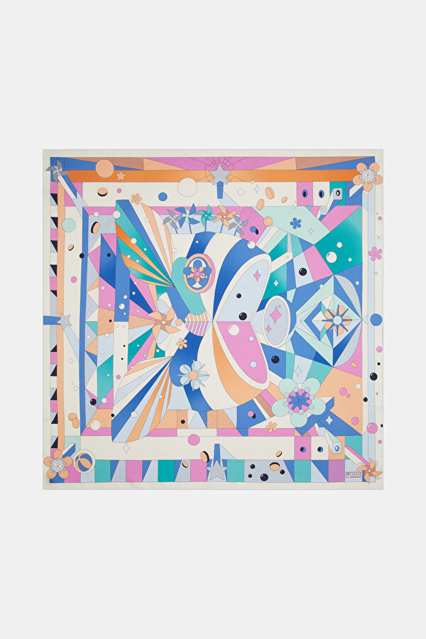 ROYAL BLUE OBJECT DESIGN TWILL SCARF