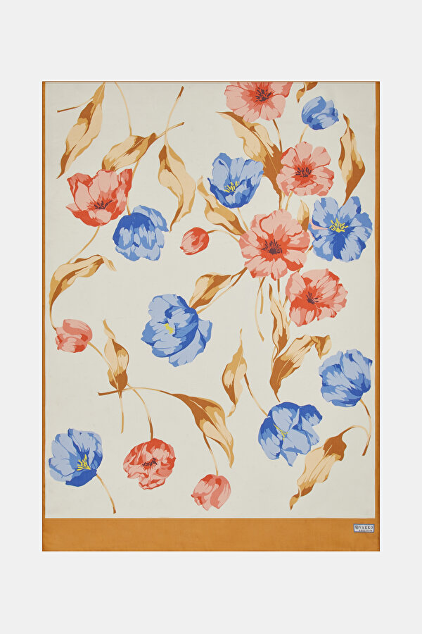 GOLD FLORAL DESIGN CHIFFON VOILE SHAWL