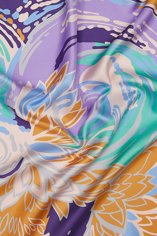 PURPLE GEOMETRIC DESIGN TWILL SCARF 2