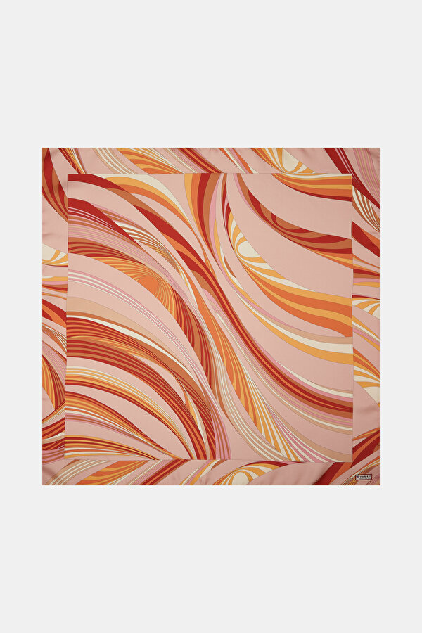 DRIED ROSE GEOMETRIC DESIGN TWILL SCARF