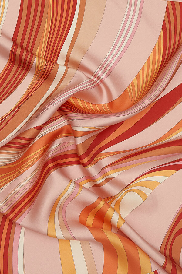 DRIED ROSE GEOMETRIC DESIGN TWILL SCARF 2