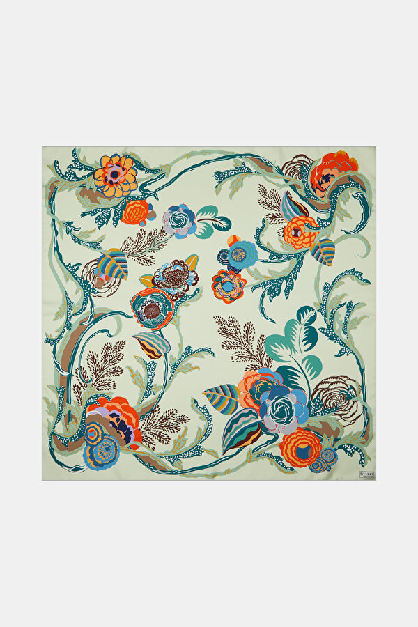 MINT FLORAL DESIGN TWILL SCARF