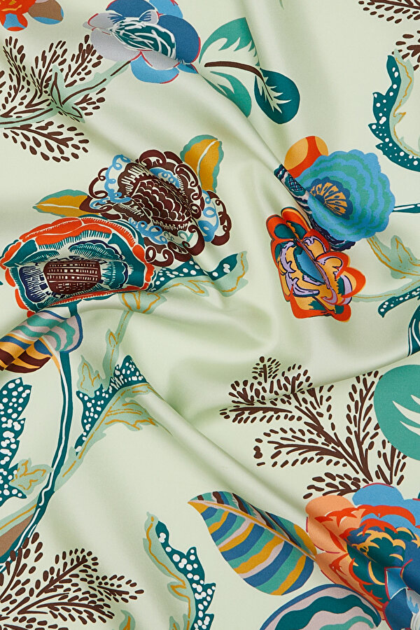 MINT FLORAL DESIGN TWILL SCARF 2