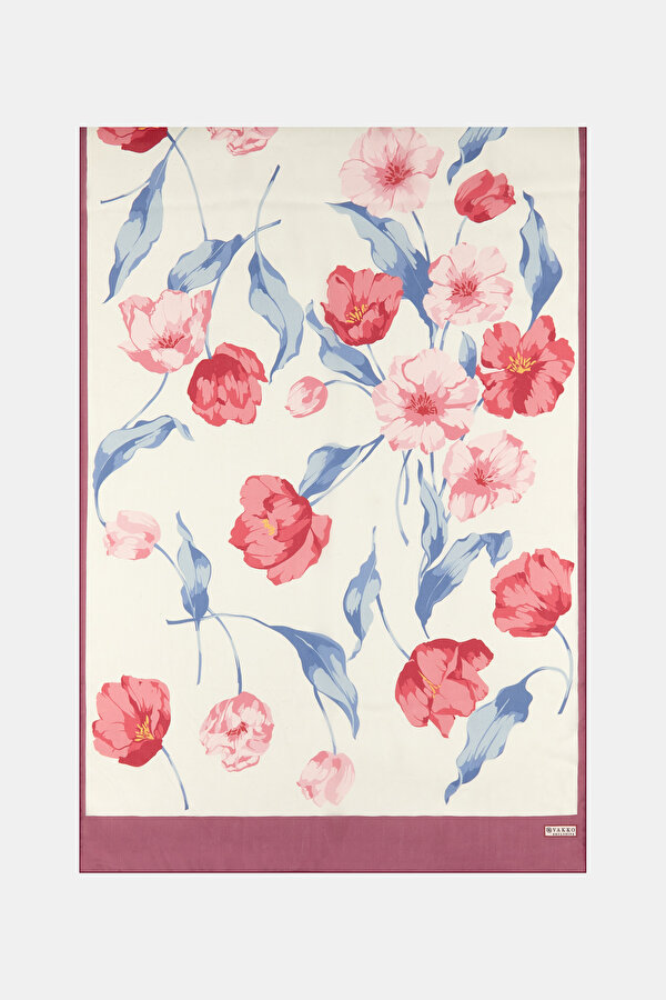 LIGHT PINK FLORAL DESIGN CHIFFON VOILE SHAWL