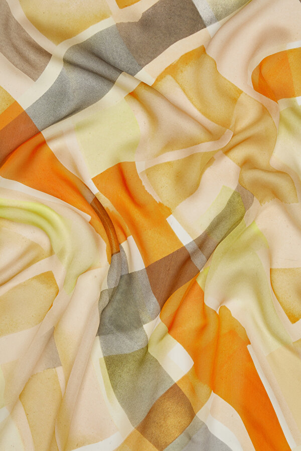 WHITE GEOMETRIC DESIGN CHIFFON VOILE SHAWL 2