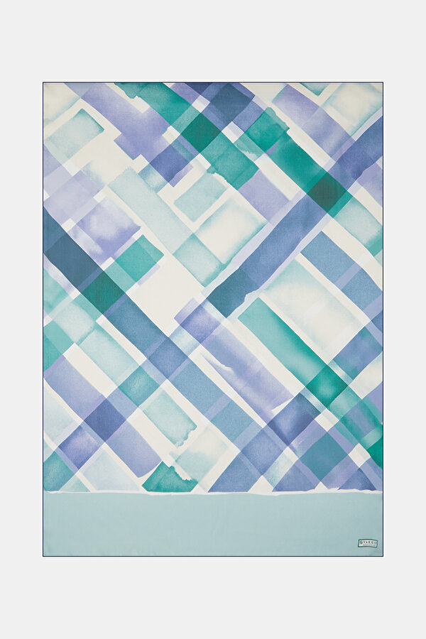 WATER GREEN GEOMETRIC DESIGN CHIFFON VOILE SHAWL