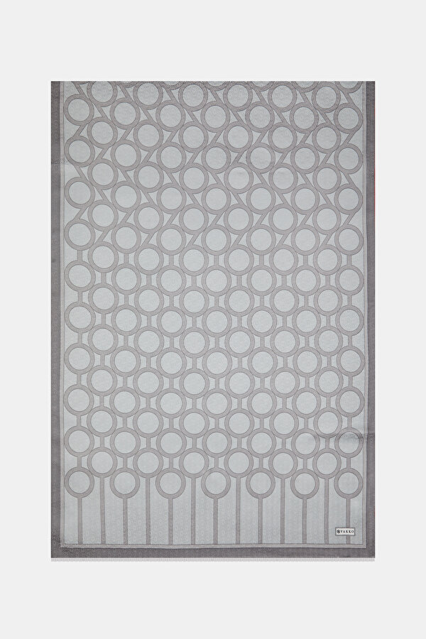 SILVER GEOMETRIC DESIGN JAQUARD SHAWL