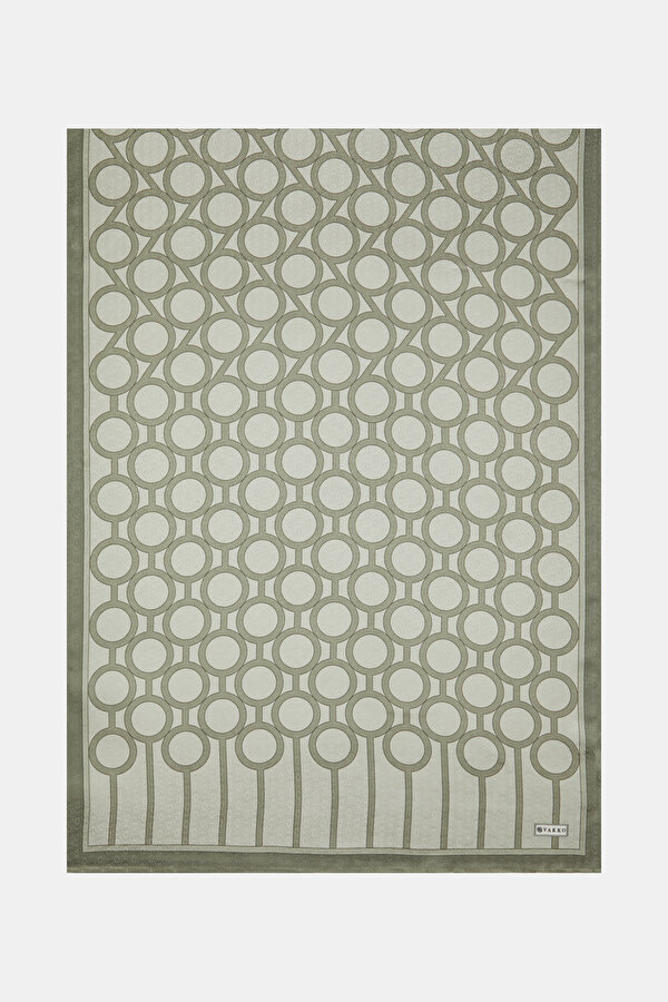 LIGHT GREEN GEOMETRIC DESIGN JAQUARD SHAWL