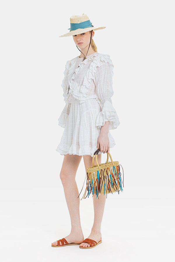 WHITE LONG SLEEVE SHORT DRESS