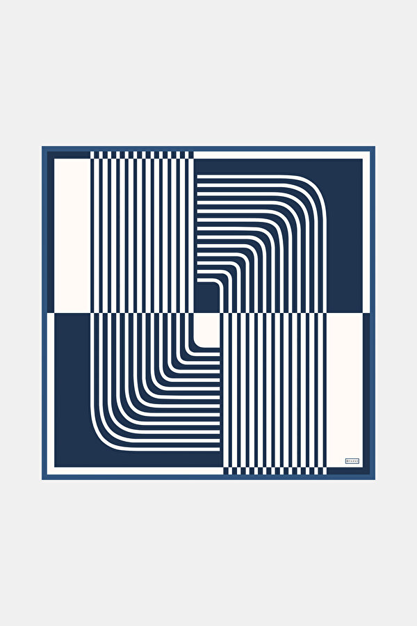 GEOMETRİK DESENLİ TWILL İPEK EŞARP