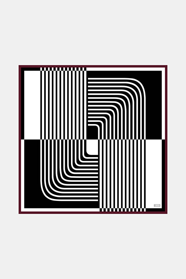 GEOMETRİK DESENLİ TWILL İPEK EŞARP