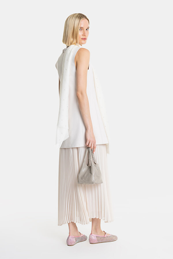 CREAM SLEEVELESS DRESS