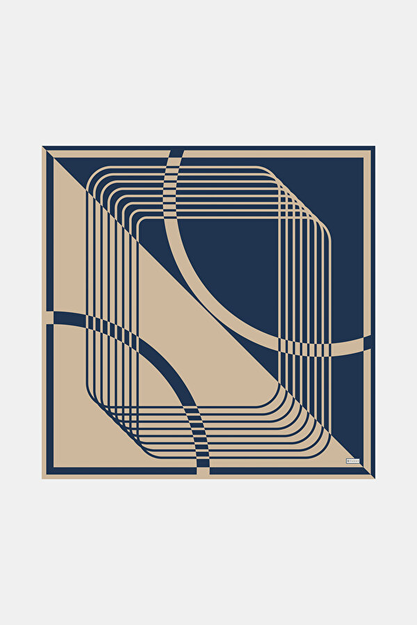 GEOMETRİK DESENLİ TWILL İPEK EŞARP