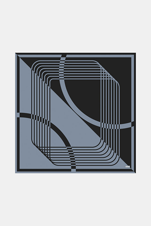 GEOMETRİK DESENLİ TWILL İPEK EŞARP