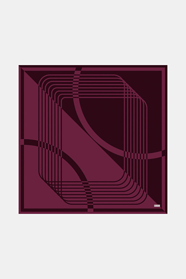 GEOMETRİK DESENLİ TWILL İPEK EŞARP
