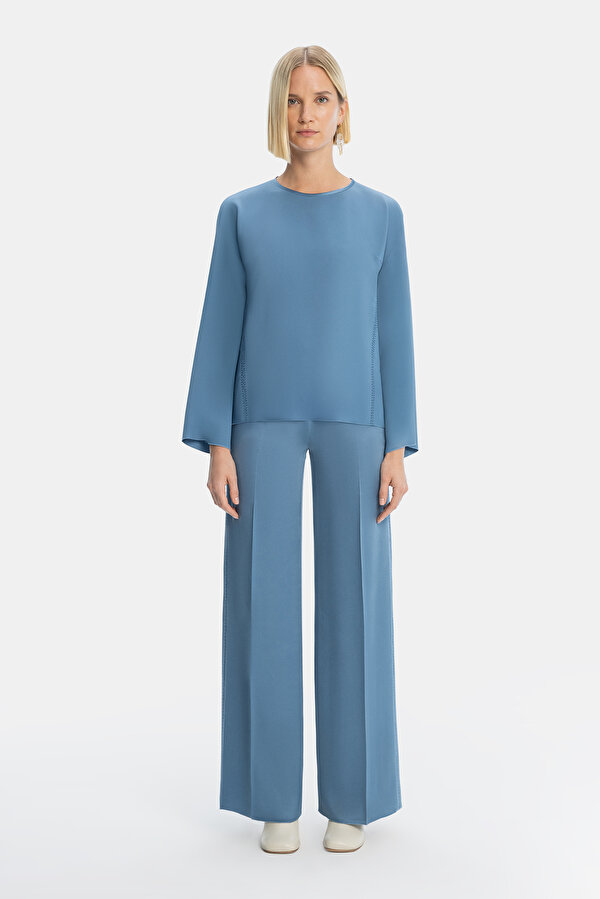 BLUE WIDE LEG TROUSERS