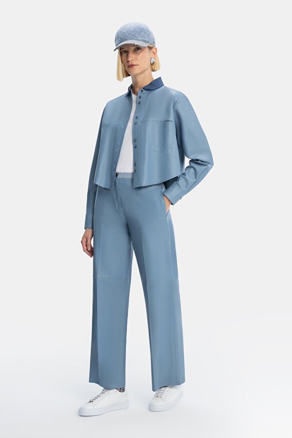 BLUE STRAIGHT CUT TROUSERS