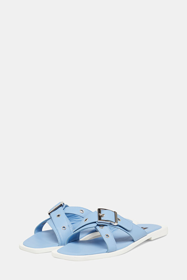 BLUE LEATHER SLIPPER 2