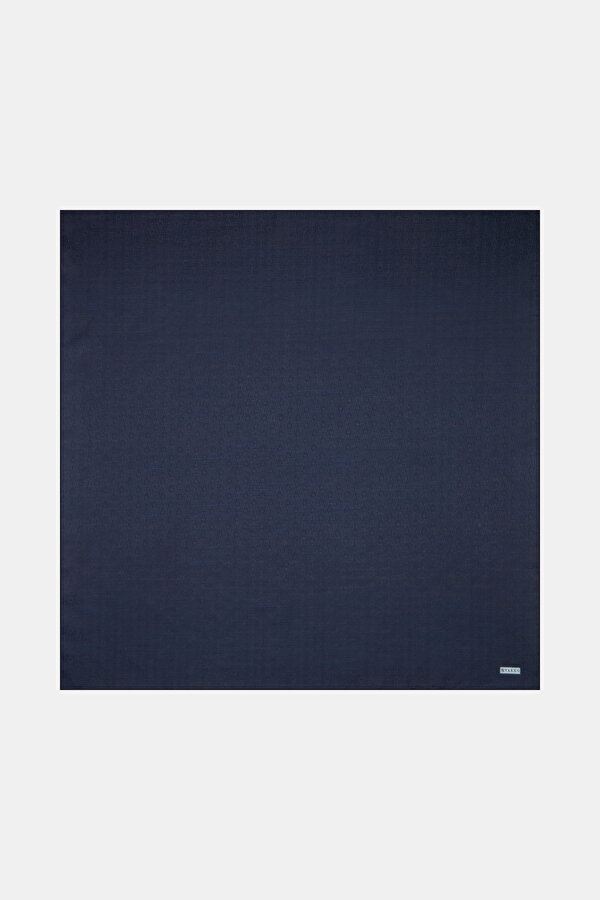 NAVY BLUE COTTON/SILK SCARF