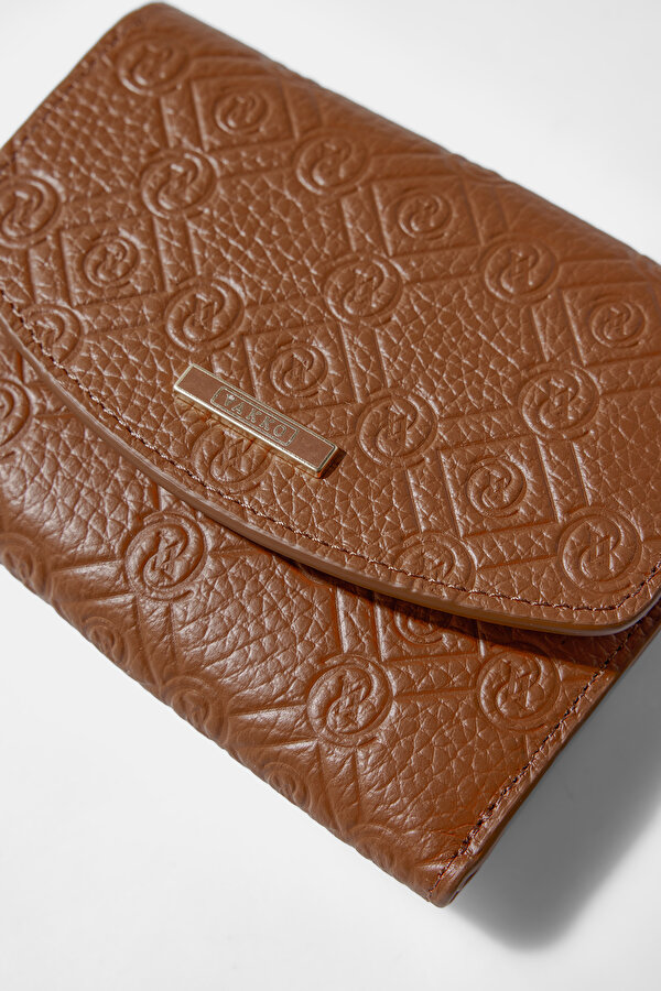 TAN MONOGRAM LEATHER WALLET 6