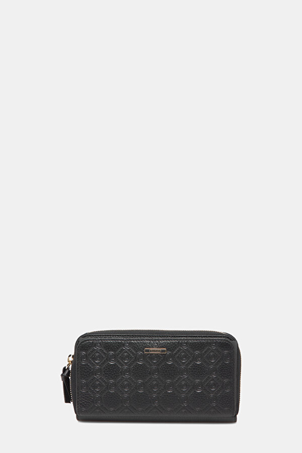 BLACK MONOGRAM LEATHER WALLET