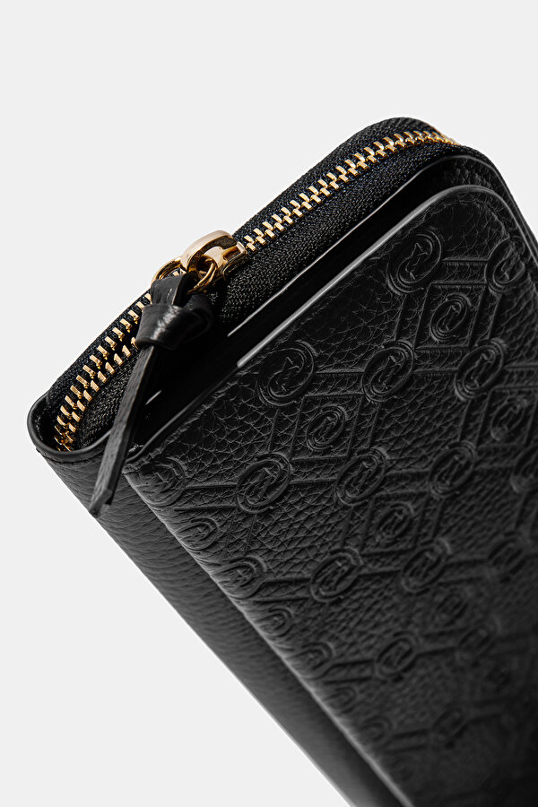 BLACK MONOGRAM LEATHER WALLET 6