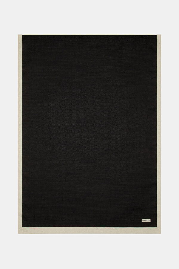 BLACK ECRU COTTON/SILK SHAWL