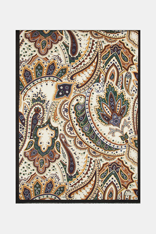 NAVY BLUE PAISLEY PATTERNED CASHMERE/SILK SHAWL