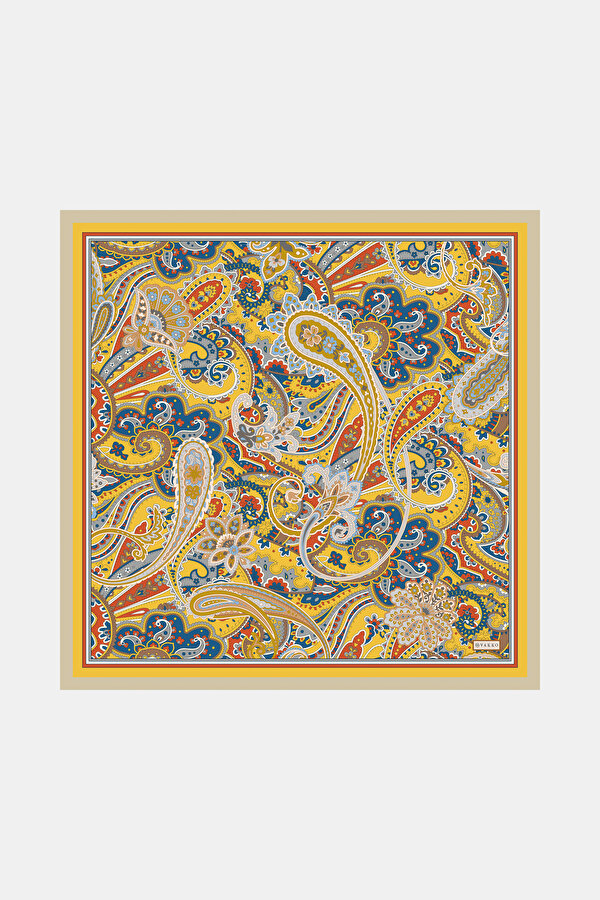 SARI ŞAL DESENLİ TWILL BANDANA