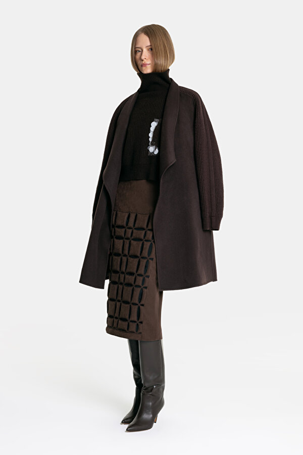 BROWN MIDI SKIRT