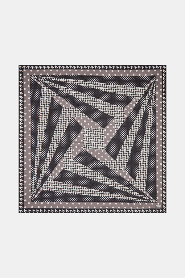 GREY PIED DE POULE TWILL SCARF