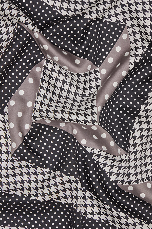 GREY PIED DE POULE TWILL SCARF 2