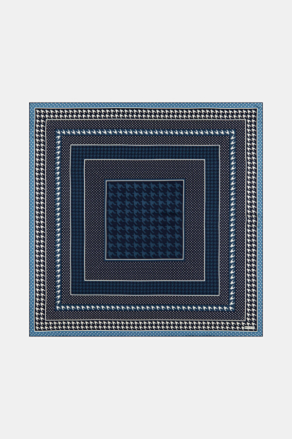 BLUE PIED DE POULE TWILL SCARF