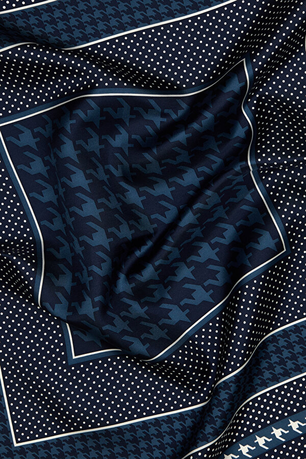 BLUE PIED DE POULE TWILL SCARF 2