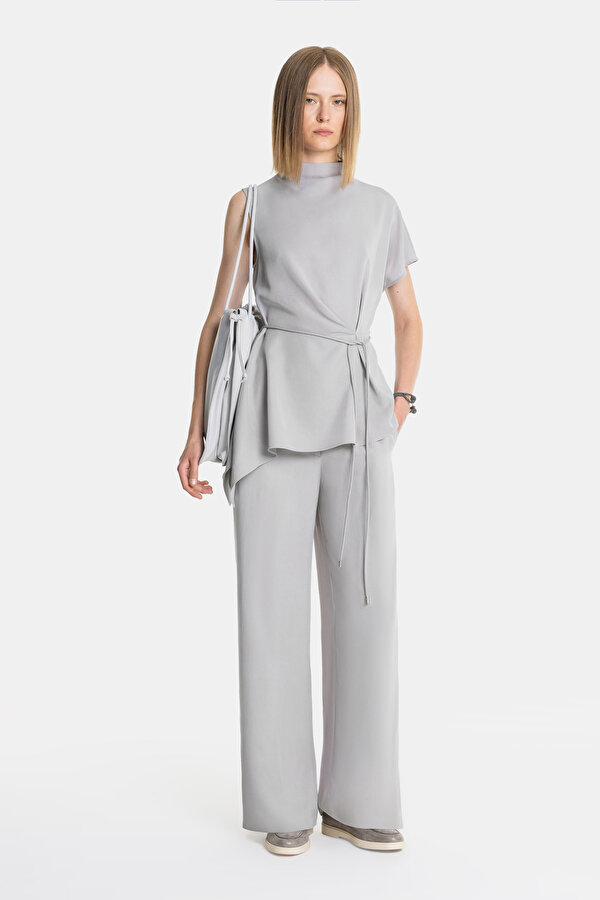GREY WIDE LEG TROUSERS