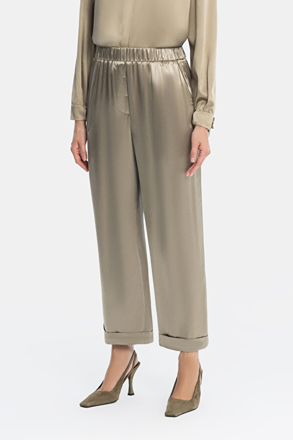 HAKİ PARLAK PANTOLON 2