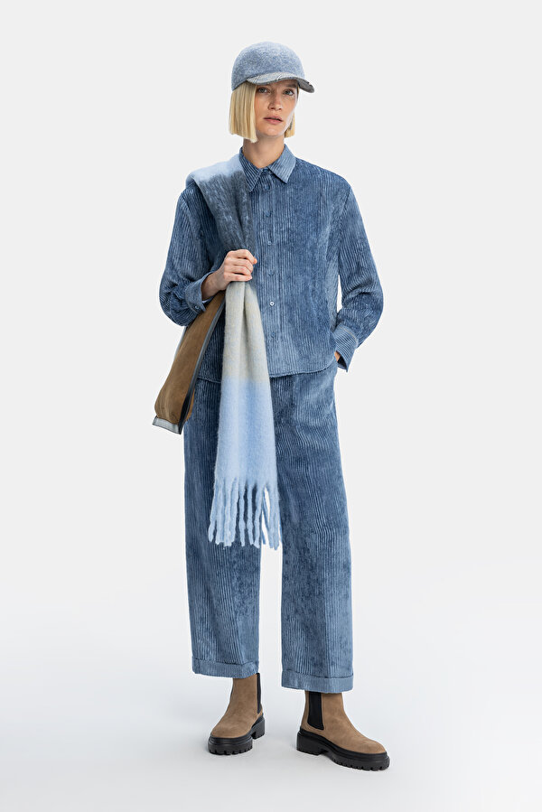 INDIGO WIDE LEG TROUSERS
