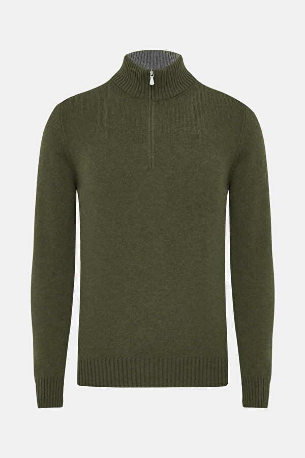 DARK GREEN UPRIGHT COLLAR TRICOT 6