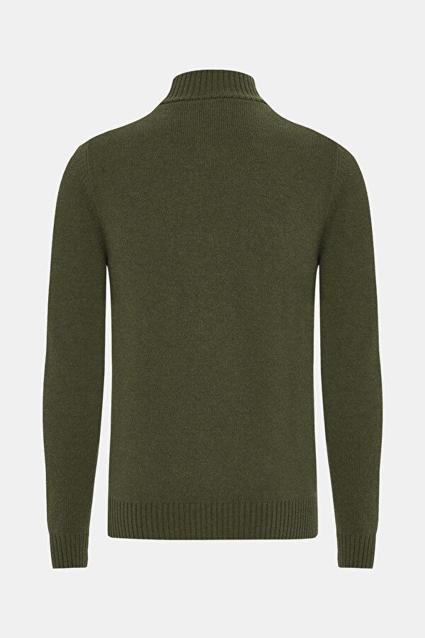 DARK GREEN UPRIGHT COLLAR TRICOT 7