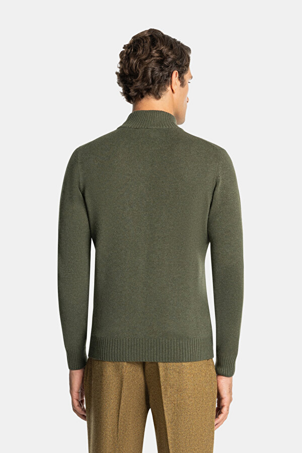 DARK GREEN UPRIGHT COLLAR TRICOT 2