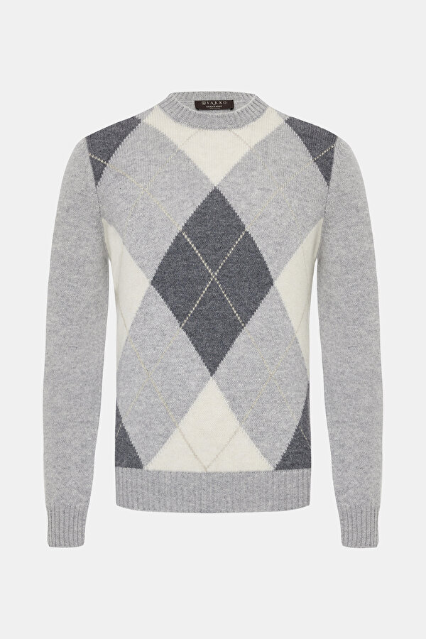 BAKLAVA DESENLİ O YAKALİ YÜN TRİKO