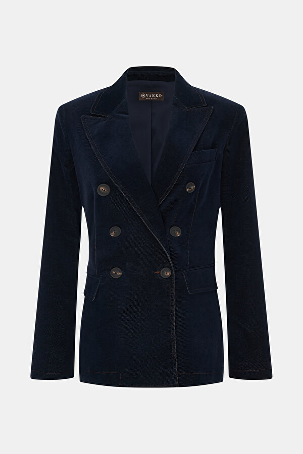 NAVY BLUE SURPLICE NECKLINE (CROSS-OVER NECKLINE) JACKET 7