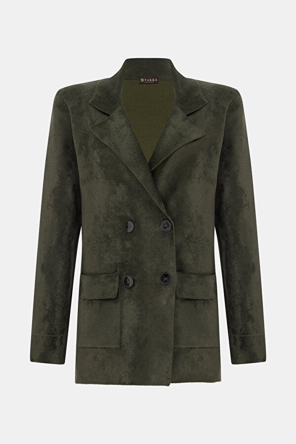 KHAKI SURPLICE NECKLINE (CROSS-OVER NECKLINE) JACKET 7