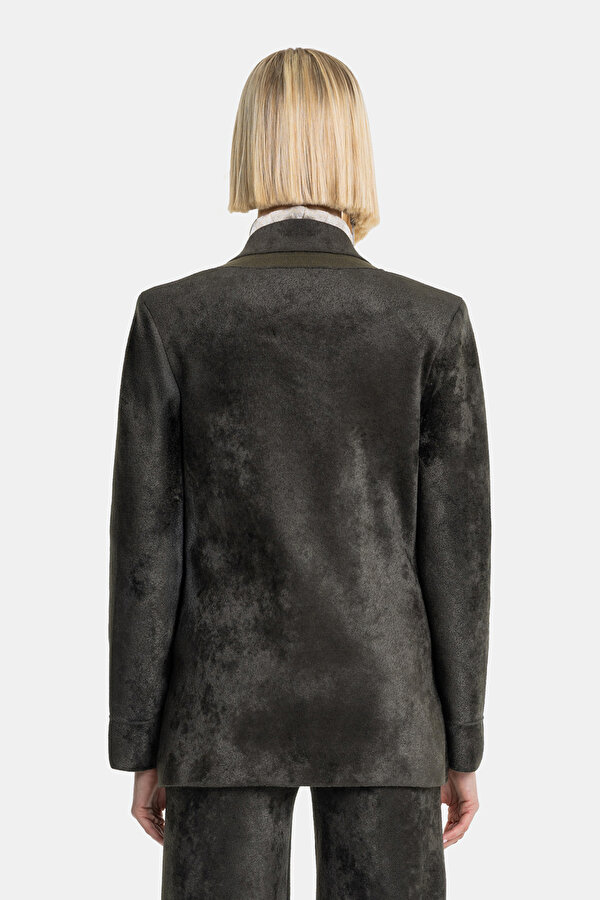 KHAKI SURPLICE NECKLINE (CROSS-OVER NECKLINE) JACKET 2