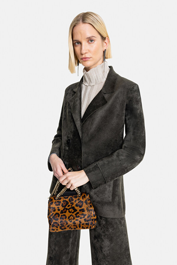 KHAKI SURPLICE NECKLINE (CROSS-OVER NECKLINE) JACKET 6