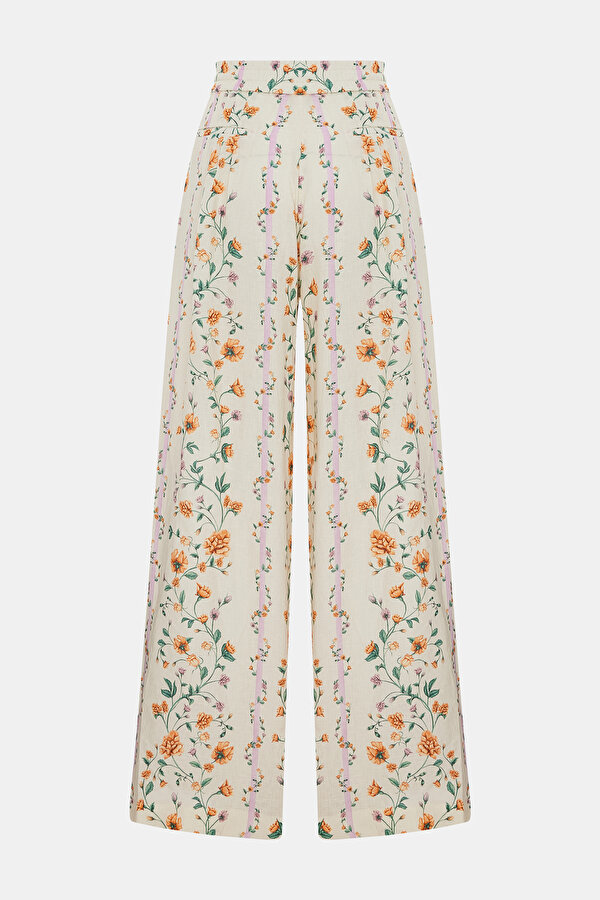 MULTICOLOR STRAIGHT CUT LINEN TROUSERS 2