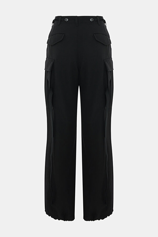 RELAX FIT BLACK WIDE LEG WOOL TROUSERS 2