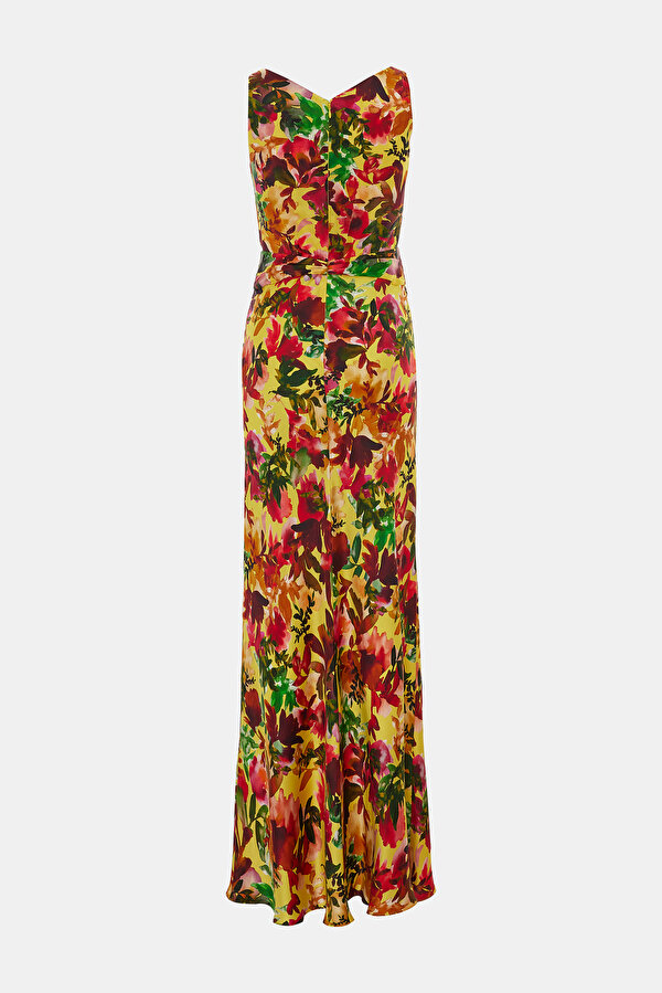 ORANGE FLORAL PATTERN MAXI DRESS 2