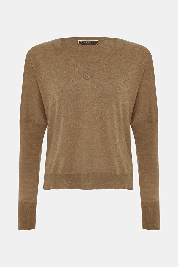 CAMEL V NECK TRICOT